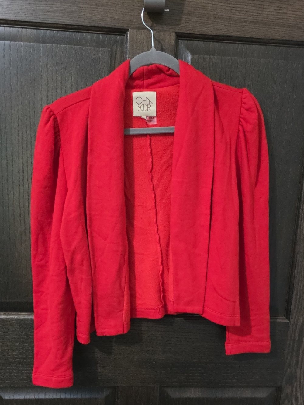 Chaser Bright Red Open-Front Sweater Blazer